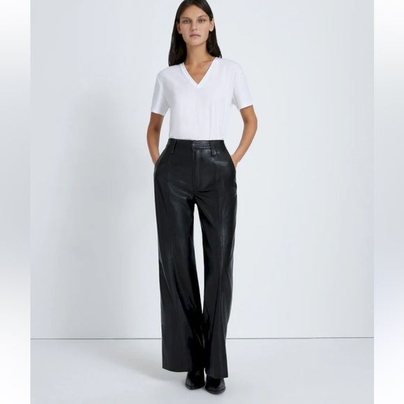 7 For All Mankind Pants - 7 For All Mankind Faux Leather Pleated Black Trousers